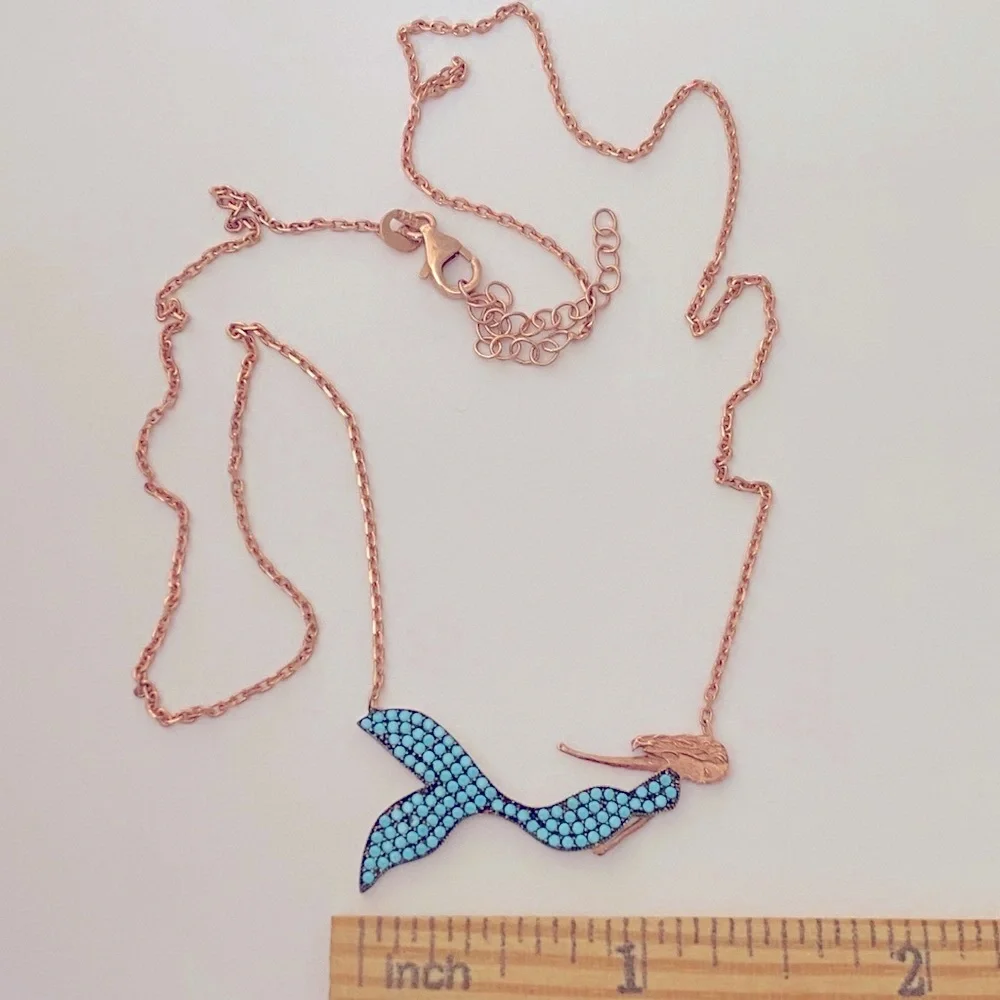 🧜🏻‍♀️Mermaid 925 silver blue turquoise necklace